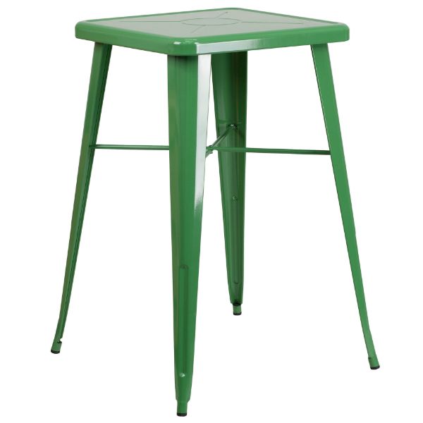 Commercial Grade 23.75" Square Green Metal Indoor-Outdoor Bar Height Table CH-31330-GN-GG