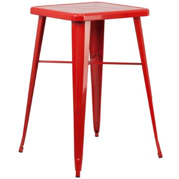 Commercial Grade 23.75" Square Red Metal Indoor-Outdoor Bar Height Table CH-31330-RED-GG Commercial Grade 23.75" Square Red Metal Indoor-Outdoor Bar Height Table CH-31330-RED-GG