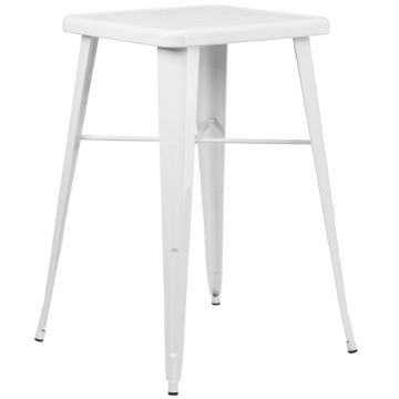 Commercial Grade 23.75" Square White Metal Indoor-Outdoor Bar Height Table CH-31330-WH-GG Commercial Grade 23.75" Square White Metal Indoor-Outdoor Bar Height Table CH-31330-WH-GG