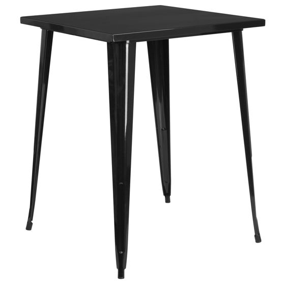 Commercial Grade 31.5" Square Black Metal Indoor-Outdoor Bar Height Table CH-51040-40-BK-GG