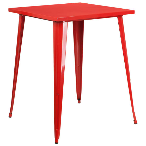 Commercial Grade 31.5" Square Red Metal Indoor-Outdoor Bar Height Table CH-51040-40-RED-GG