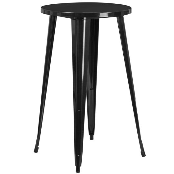 Commercial Grade 24" Round Black Metal Indoor-Outdoor Bar Height Table CH-51080-40-BK-GG