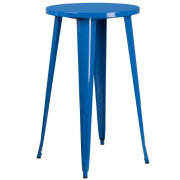 Commercial Grade 24" Round Blue Metal Indoor-Outdoor Bar Height Table CH-51080-40-BL-GG Commercial Grade 24" Round Blue Metal Indoor-Outdoor Bar Height Table CH-51080-40-BL-GG