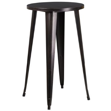 Commercial Grade 24" Round Black-Antique Gold Metal Indoor-Outdoor Bar Height Table CH-51080-40-BQ-GG Commercial Grade 24" Round Black-Antique Gold Metal Indoor-Outdoor Bar Height Table CH-51080-40-BQ-GG