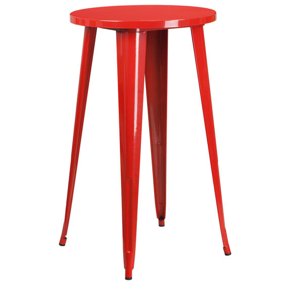 Commercial Grade 24" Round Red Metal Indoor-Outdoor Bar Height Table CH-51080-40-RED-GG