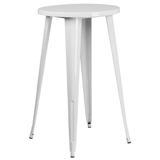 Commercial Grade 24" Round White Metal Indoor-Outdoor Bar Height Table CH-51080-40-WH-GG