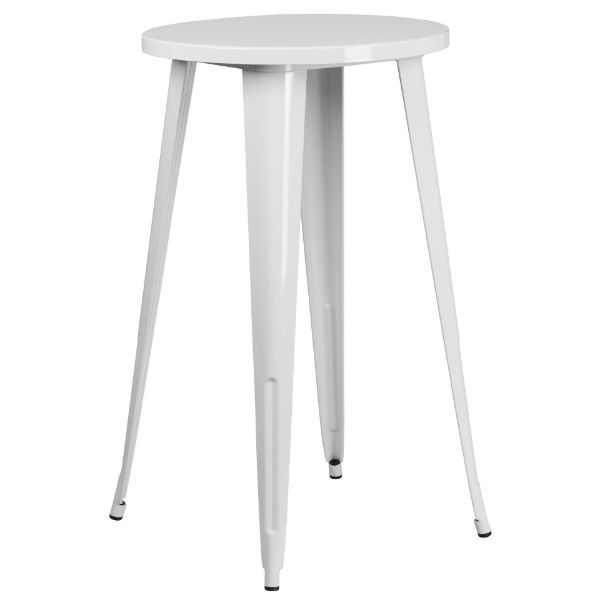 Commercial Grade 24" Round White Metal Indoor-Outdoor Bar Height Table CH-51080-40-WH-GG