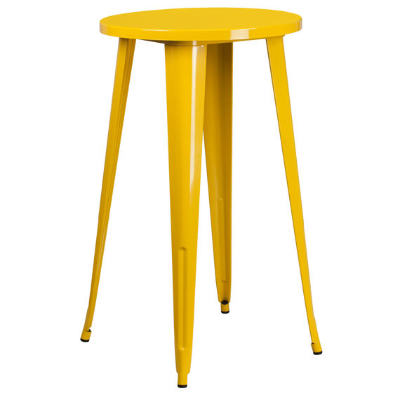 Commercial Grade 24" Round Yellow Metal Indoor-Outdoor Bar Height Table CH-51080-40-YL-GG