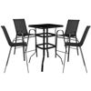 Brazos Outdoor Dining Set - 4-Person Bistro Set - Brazos Outdoor Glass Bar Table with Black All-Weather Patio Stools TLH-073H092H4-B-GG