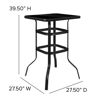 Brazos Outdoor Dining Set - 4-Person Bistro Set - Brazos Outdoor Glass Bar Table with Black All-Weather Patio Stools TLH-073H092H4-B-GG