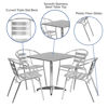 Lila 27.5'' Square Aluminum Indoor-Outdoor Table Set with 4 Slat Back Chairs TLH-ALUM-28SQ-017BCHR4-GG