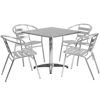 Lila 31.5'' Square Aluminum Indoor-Outdoor Table Set with 4 Slat Back Chairs TLH-ALUM-32SQ-017BCHR4-GG