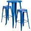 Commercial Grade 24" Round Blue Metal Indoor-Outdoor Bar Table Set with 2 Square Seat Backless Stools CH-51080BH-2-30SQST-BL-GG Commercial Grade 24" Round Blue Metal Indoor-Outdoor Bar Table Set with 2 Square Seat Backless Stools CH-51080BH-2-30SQST-BL-GG