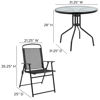 Nantucket 6 Piece Black Patio Garden Set with Umbrella Table and Set of 4 Folding Chairs GM-202012-BK-GG