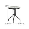 Lila 23.75'' Round Glass Metal Table with 2 Black Rattan Stack Chairs TLH-071RD-037BK2-GG
