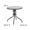 Lila 28'' Round Glass Metal Table with Dark Brown Rattan Edging and 2 Dark Brown Rattan Stack Chairs TLH-087RD-037BN2-GG