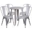 Commercial Grade 24" Round Silver Metal Indoor-Outdoor Table Set with 4 Cafe Chairs CH-51080TH-4-18CAFE-SIL-GG Commercial Grade 24" Round Silver Metal Indoor-Outdoor Table Set with 4 Cafe Chairs CH-51080TH-4-18CAFE-SIL-GG