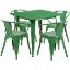 Commercial Grade 31.5" Square Green Metal Indoor-Outdoor Table Set with 4 Arm Chairs ET-CT002-4-70-GN-GG Commercial Grade 31.5" Square Green Metal Indoor-Outdoor Table Set with 4 Arm Chairs ET-CT002-4-70-GN-GG