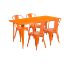 Commercial Grade 31.5" x 63" Rectangular Orange Metal Indoor-Outdoor Table Set with 4 Stack Chairs ET-CT005-4-30-OR-GG Commercial Grade 31.5" x 63" Rectangular Orange Metal Indoor-Outdoor Table Set with 4 Stack Chairs ET-CT005-4-30-OR-GG