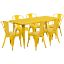 Commercial Grade 31.5" x 63" Rectangular Yellow Metal Indoor-Outdoor Table Set with 6 Stack Chairs ET-CT005-6-30-YL-GG Commercial Grade 31.5" x 63" Rectangular Yellow Metal Indoor-Outdoor Table Set with 6 Stack Chairs ET-CT005-6-30-YL-GG