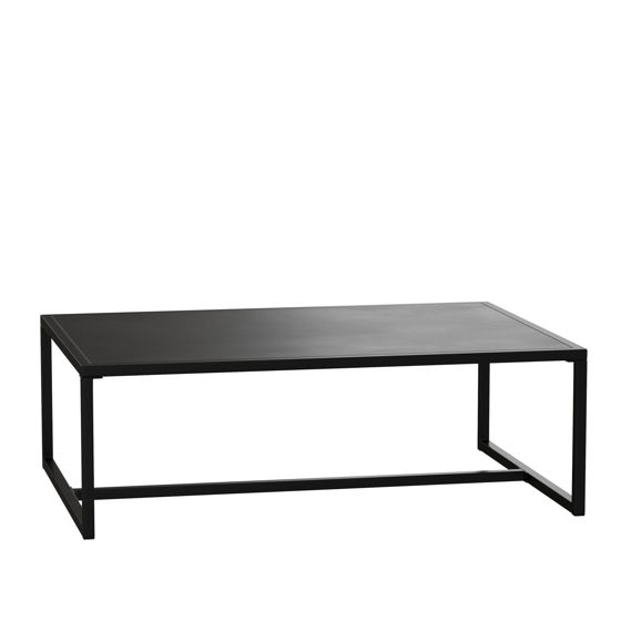 Brock Outdoor Patio Coffee Table Commercial Grade Black Coffee Table for Deck, Porch, or Poolside - Steel Square Leg Frame XU-T6R60USO-1T-BK-GG