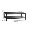 Brock Outdoor 2 Tier Patio Coffee Table Commercial Grade Black Coffee Table for Deck, Porch, or Poolside-Steel Square Leg Frame XU-T6R60USO-2T-BK-GG