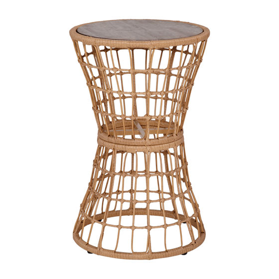 Devon Indoor/Outdoor Natural Finish Rattan Rope Table with Acacia Wood Top, Fade and Weather Resistant TW-VN015-16-NAT-GG