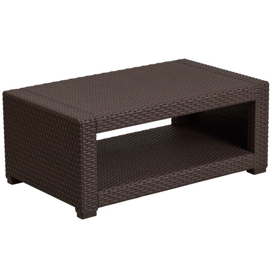 Seneca Chocolate Brown Faux Rattan Coffee Table DAD-SF1-R-GG