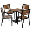 Lark Outdoor Patio Bistro Dining Table Set with 4 Chairs and Faux Teak Poly Slats XU-DG-10456036-GG