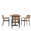 Lark Indoor/Outdoor 5 Piece Patio Dining Table Set - 30" Square Faux Teak Table & 4 Stacking Club Chairs with Teak Accented Arms XU-DG-104560064-GG