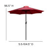 Lark 3 Piece Outdoor Patio Table Set - 30" x 48" Synthetic Teak Patio Table with Red Umbrella and Base XU-DG-UH3048-UB19BRD-GG