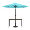 Lark 3 Piece Outdoor Patio Table Set - 30" x 48" Synthetic Teak Patio Table with Teal Umbrella and Base XU-DG-UH3048-UB19BTL-GG