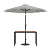 Lark 3 Piece Outdoor Patio Table Set - 30" x 48" Synthetic Teak Patio Table with Gray Umbrella and Base XU-DG-UH3048-UB19BGY-GG