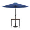Lark 3 Piece Outdoor Patio Table Set - 35" Square Synthetic Teak Patio Table with Navy Umbrella and Base XU-DG-UH8100-UB19BNV-GG