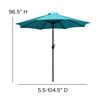 Lark 3 Piece Outdoor Patio Table Set - 35" Square Synthetic Teak Patio Table with Teal Umbrella and Base XU-DG-UH8100-UB19BTL-GG
