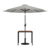 Lark 3 Piece Outdoor Patio Table Set - 35" Square Synthetic Teak Patio Table with Gray Umbrella and Base  XU-DG-UH8100-UB19BGY-GG