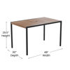 Lark 7 Piece All-Weather Deck or Patio Set - 4 Stacking Faux Teak Chairs, 30" x 48" Faux Teak Table, Navy Umbrella & Base 