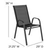 4 Pack Brazos Series Black Outdoor Stack Chair with Flex Comfort Material and Metal Frame 4-JJ-303C-GG