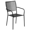 Oia Commercial Grade Black Indoor-Outdoor Steel Patio Arm Chair with Square Back CO-2-BK-GG