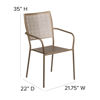 Oia Commercial Grade Gold Indoor-Outdoor Steel Patio Arm Chair with Square Back CO-2-GD-GG