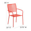 Oia Commercial Grade Coral Indoor-Outdoor Steel Patio Arm Chair with Square Back CO-2-RED-GG