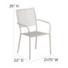 Oia Commercial Grade Light Gray Indoor-Outdoor Steel Patio Arm Chair with Square Back CO-2-SIL-GG