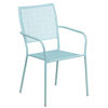 Oia Commercial Grade Sky Blue Indoor-Outdoor Steel Patio Arm Chair with Square Back  CO-2-SKY-GG