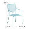 Oia Commercial Grade Sky Blue Indoor-Outdoor Steel Patio Arm Chair with Square Back  CO-2-SKY-GG