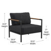Lea Indoor/Outdoor Patio Chair with Cushions - Modern Aluminum Framed Chair with Teak Accented Arms, Black with Charcoal Cushions GM-201027-1S-CH-GG