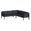 Lea Indoor/Outdoor Sectional with Cushions - Modern Steel Framed Chair with Dual Storage Pockets, Black with Charcoal Cushions GM-201108-SEC-CH-GG