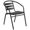 Lila Black Metal Restaurant Stack Chair with Aluminum Slats TLH-017C-BK-GG