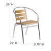 Lila Commercial Aluminum Indoor-Outdoor Restaurant Stack Chair with Triple Slat Faux Teak Back TLH-017W-GG