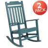 Set of 2 Winston All-Weather Rocking Chair in Teal Faux Wood 2-JJ-C14703-TL-GG