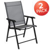Paladin Black Outdoor Folding Patio Sling Chair (2 Pack) 2-TLH-SC-044-B-GG